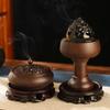 Black Ebony Wood Incense Burner Home Indoor Use Large Round Aromatic Diffuser Tea Ceremony Decor