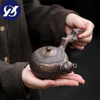 Keramik Antike Tote Holz Seite Griff Teekanne Tragbare Wasserkocher Handgemachte Teekanne Tee Tasse Drink Kung Fu Tee-Set