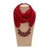 Bold Red Chiffon Scarf Necklace with Cubic Beads – Fashionable Infinity Scarf for Women, Statement Jewelry Accessory