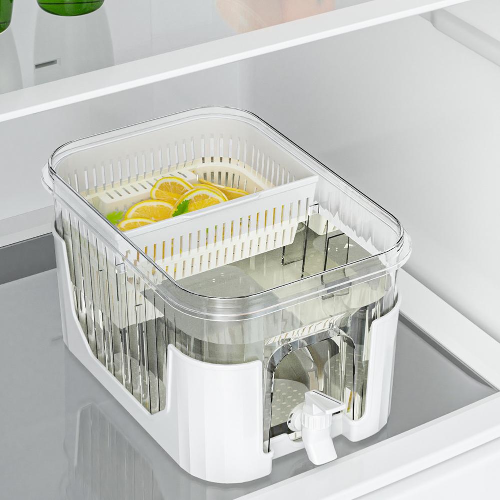 5L Large Cold Kettle with Faucet & Bracket In Refrigerator Iced Beverage Dispenser Cold Water Pitcher for Summer Drinkware