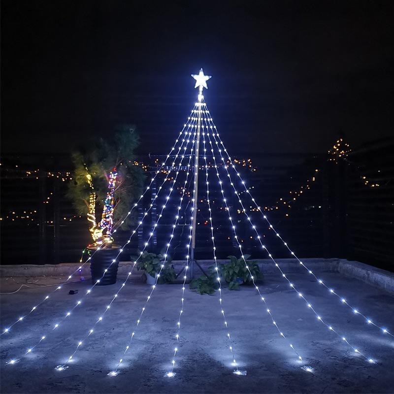 USB Five-pointed Star Lamp String 3.5M Waterfall Lamp Courtyard Outdoor Camping Garden Hanging Tree Lamp USB Christmas Led Lamp New Year Decorations