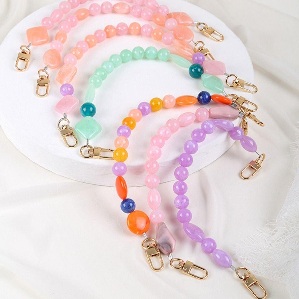 Exquisite Colorful Handbag Chain Replaceable Stone Bead Phone Case Hanging Chain Resin Purse Bag Belt Phone Case Accessories