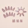 24pcs Crystal Heart White Flower False Nails Long Almond Press On Nails Manicure Nail Tips  Women