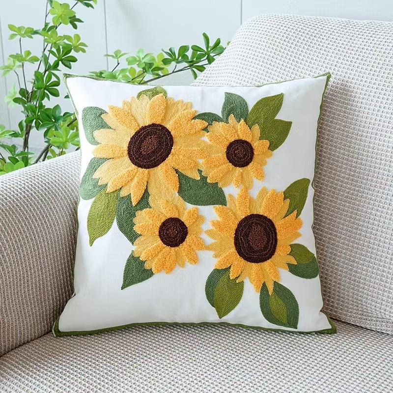 45X45Cm Cute Throw Embroided Pillow Cover Light Luxury Nordic Flower Sofa Cushion Waist Cover Home Decorative Pillowcase