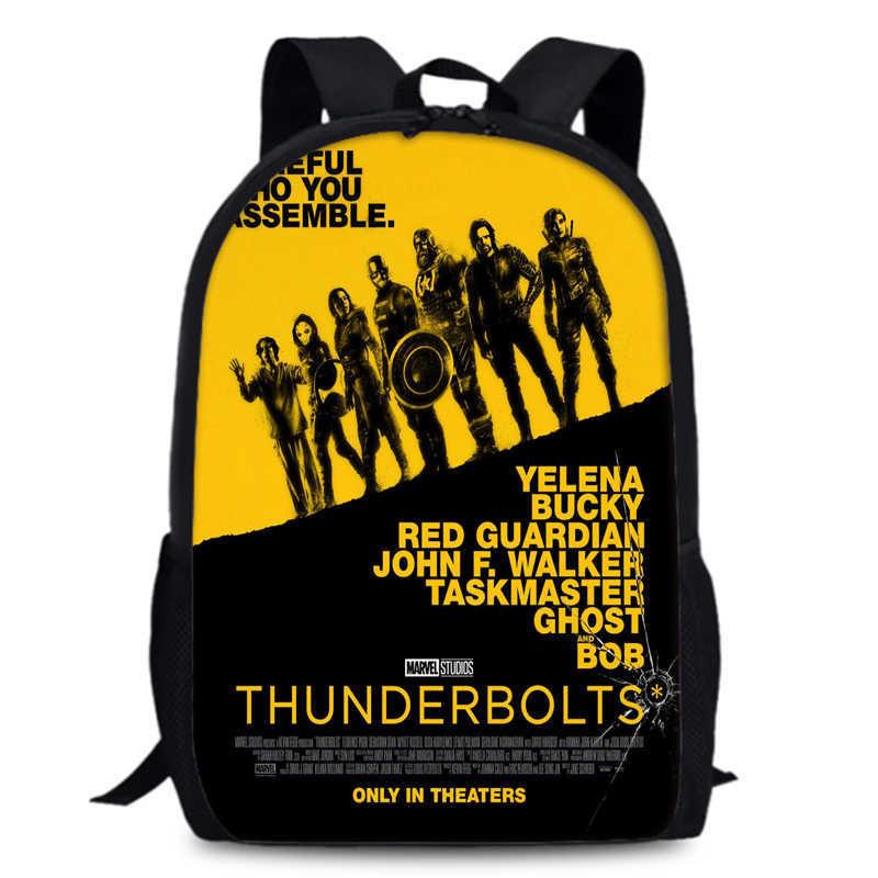 Thunderbolts Kids Durable Backpack 15in Large Capacity Oxford Schoolbag Anime