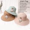 Straw Hat Children's Boys and Girls Cartoon Rabbit Straw Hat Summer Thin Breathable Outdoor Sun Hat