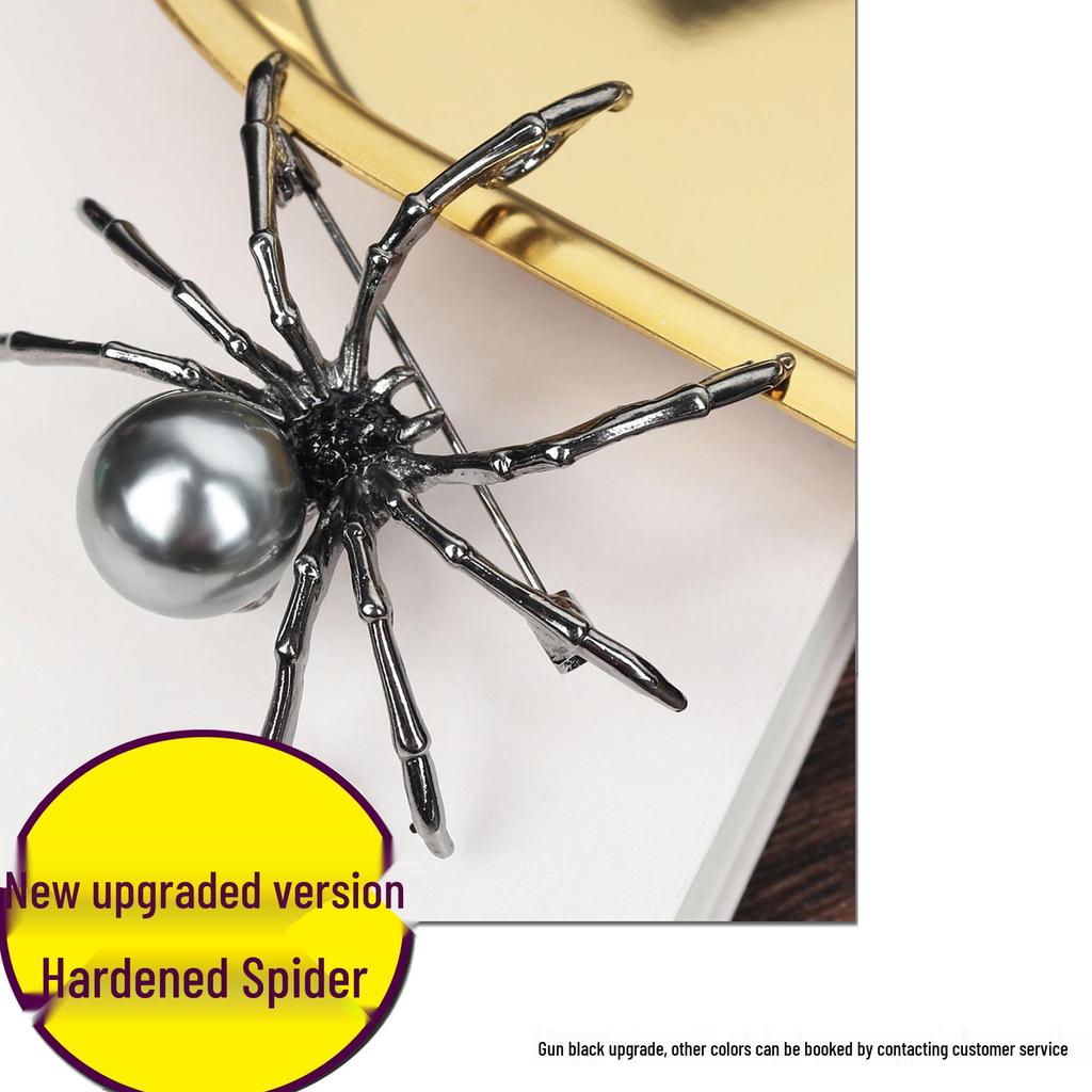 Koreanische Schwarze Spinne Strass Brosche für Damen - Vintage Korsagen Schmuck, Halloween Accessoire
