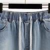 DIMANAF 2025 Übergröße Damen Shorts Hosen Sommer Jeans Kurz Basic Harem Hohe Taille Einfarbige Hosen Elastische Taille