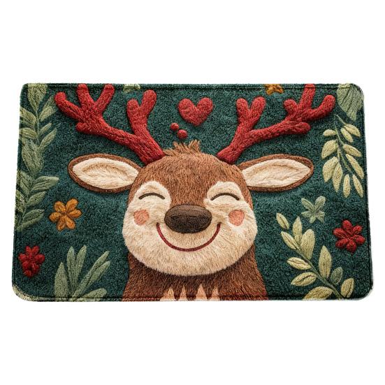 

Коврик на пол из искусственного меха, мультяшный рисунок оленя и собаки, рождественская тематика, нескользящий коврик, декор для гостиной, спальни, кухни 40*60cm 1