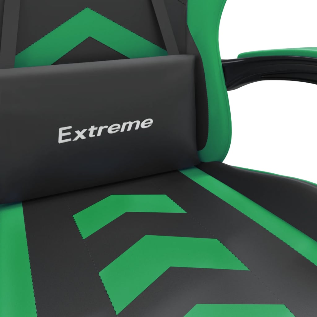 Gaming Chair In Black and Green Artificial Leather