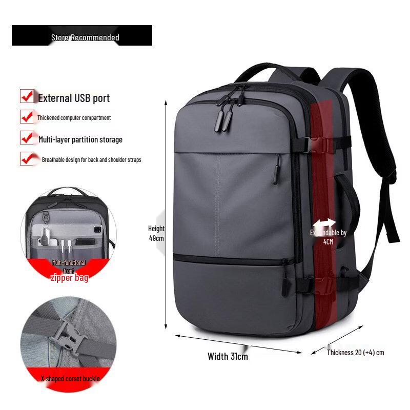 MDNG Affärsryggsäck för bärbar dator, expanderbar, för män