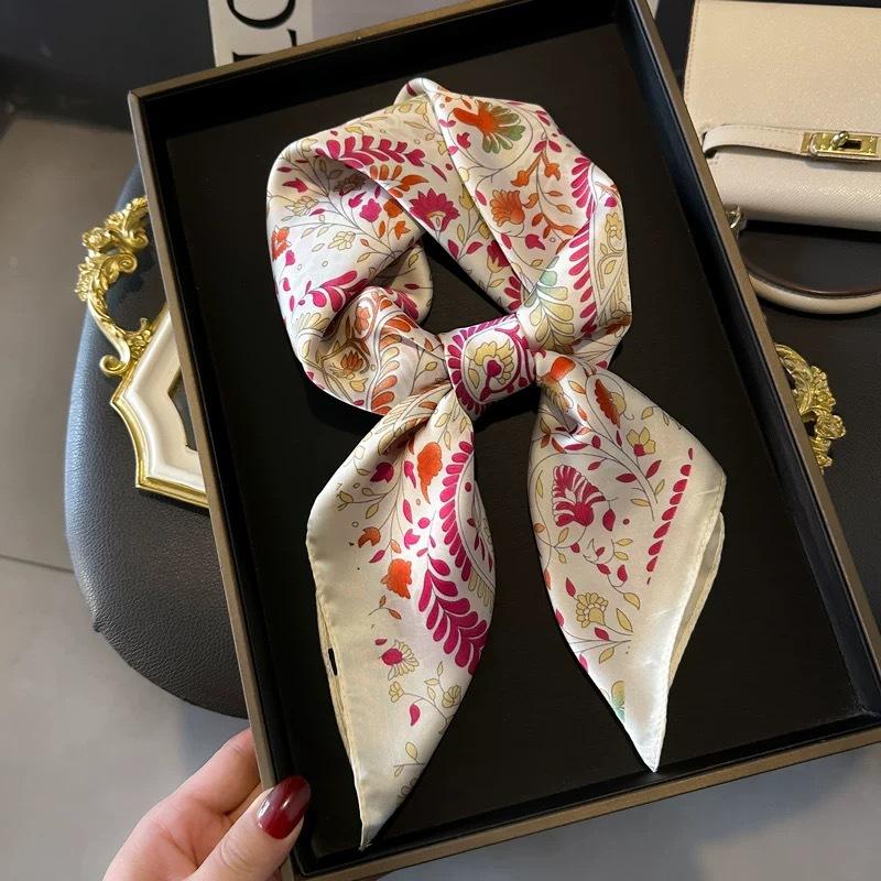 70cm Hair Print Silk cool Feeling Scarf For Women Fashion NeckTie Hand Bag Foulard Wrist Kerchief Shawl Wraps Hajib Lady