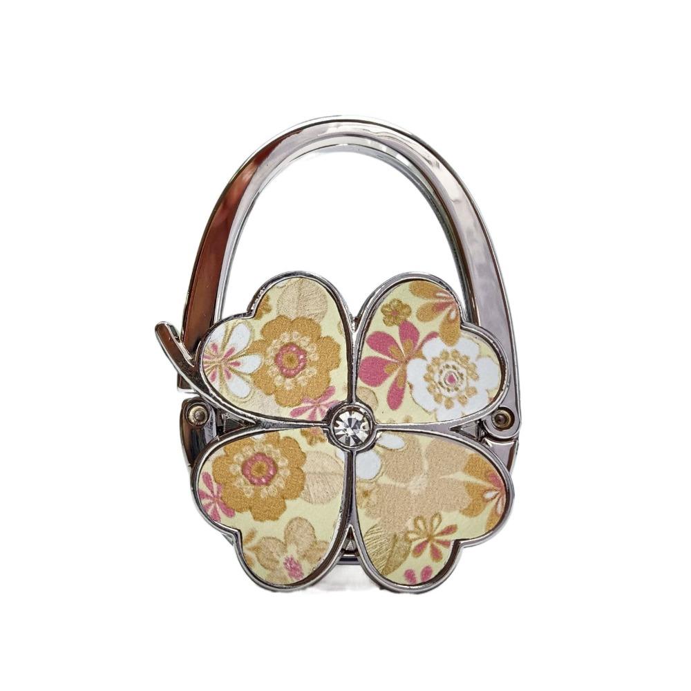 Durable Four Leaf Clover Handbag Hook Flowers Foldable Purse Hanger Creative Pretty Purse Holder for Table