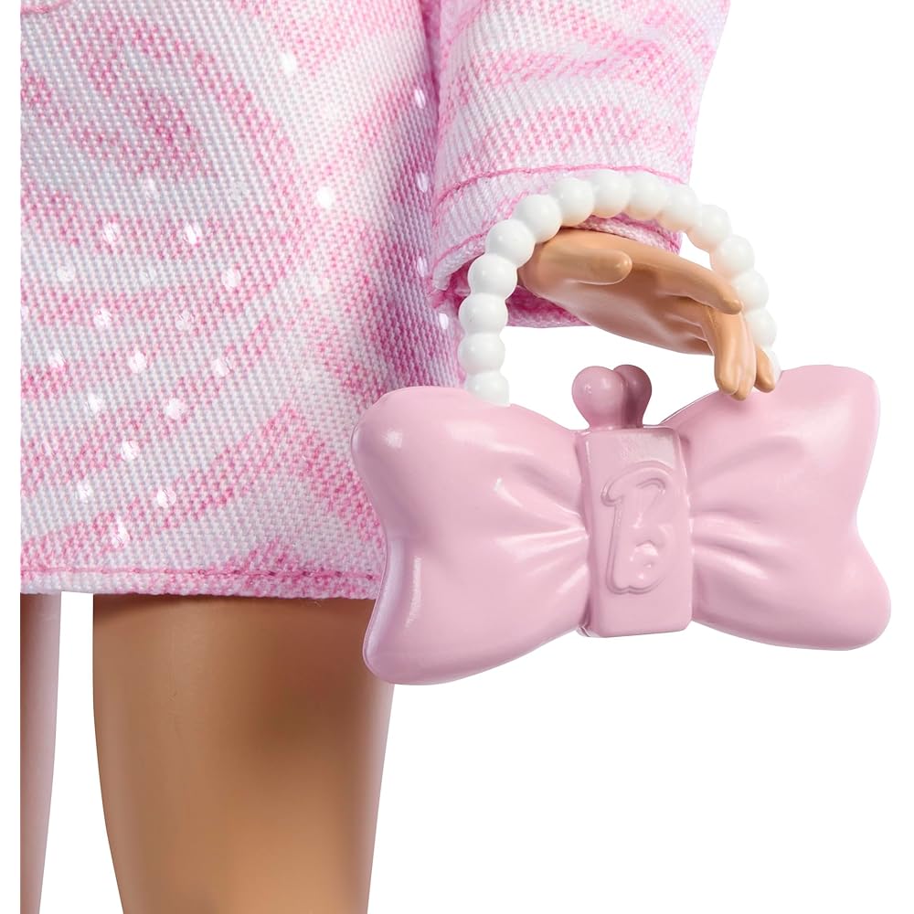 Barbie Deluxe Style Pink Denim Jacket for Dolls Playset Age 4 and Up Pink