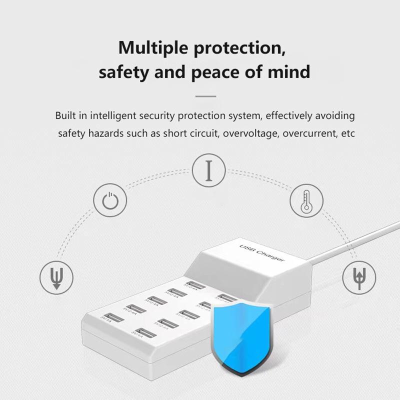 10-In-1 Usb Port Multi-Function Charger 5V Mobile Phone Power Bank Universal Fast Charging Widely Compatible For Us Eu