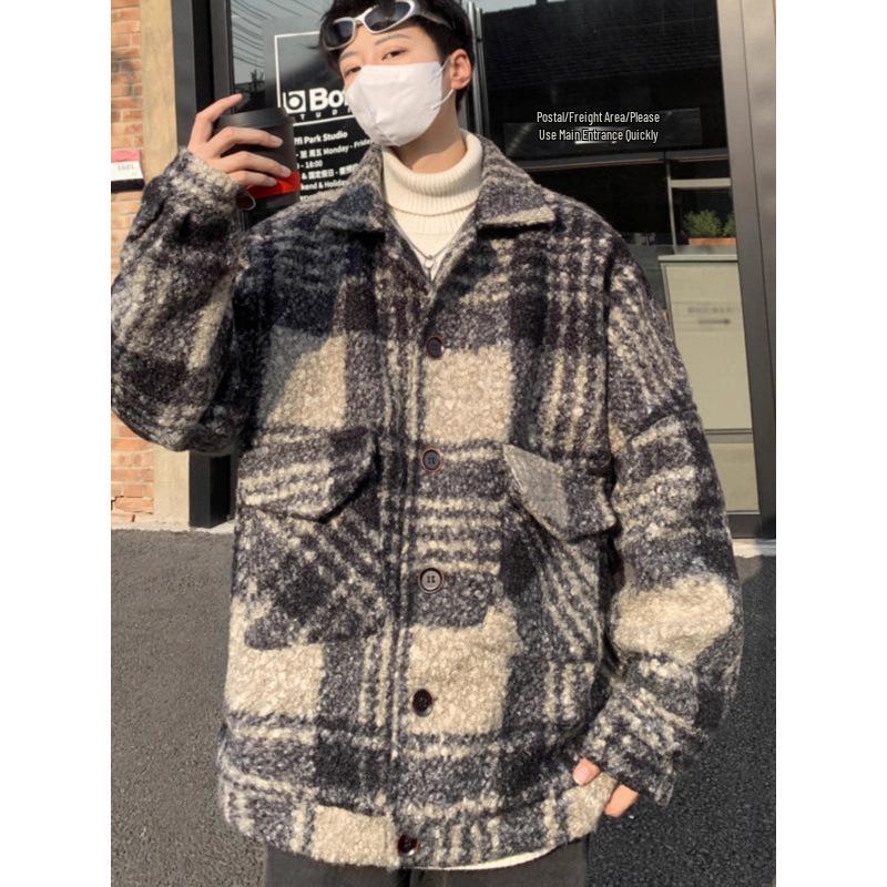 Men's Retro Lambswool Plaid Jacket - Stylish, Warm & Trendy Winter Coat