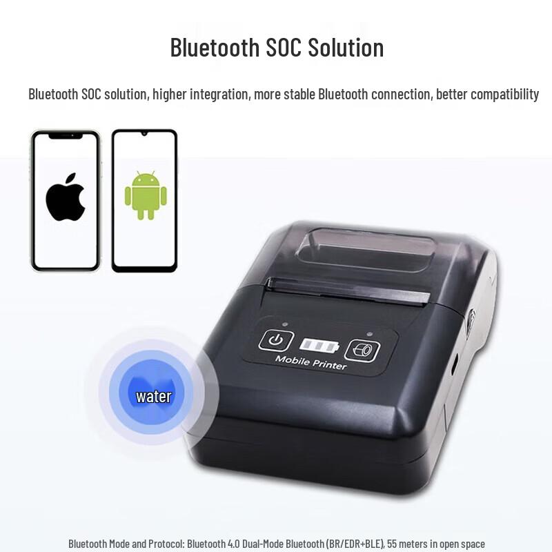 Dongwei Portable Bluetooth Receipt Printer CN Plug (adapter Included)
