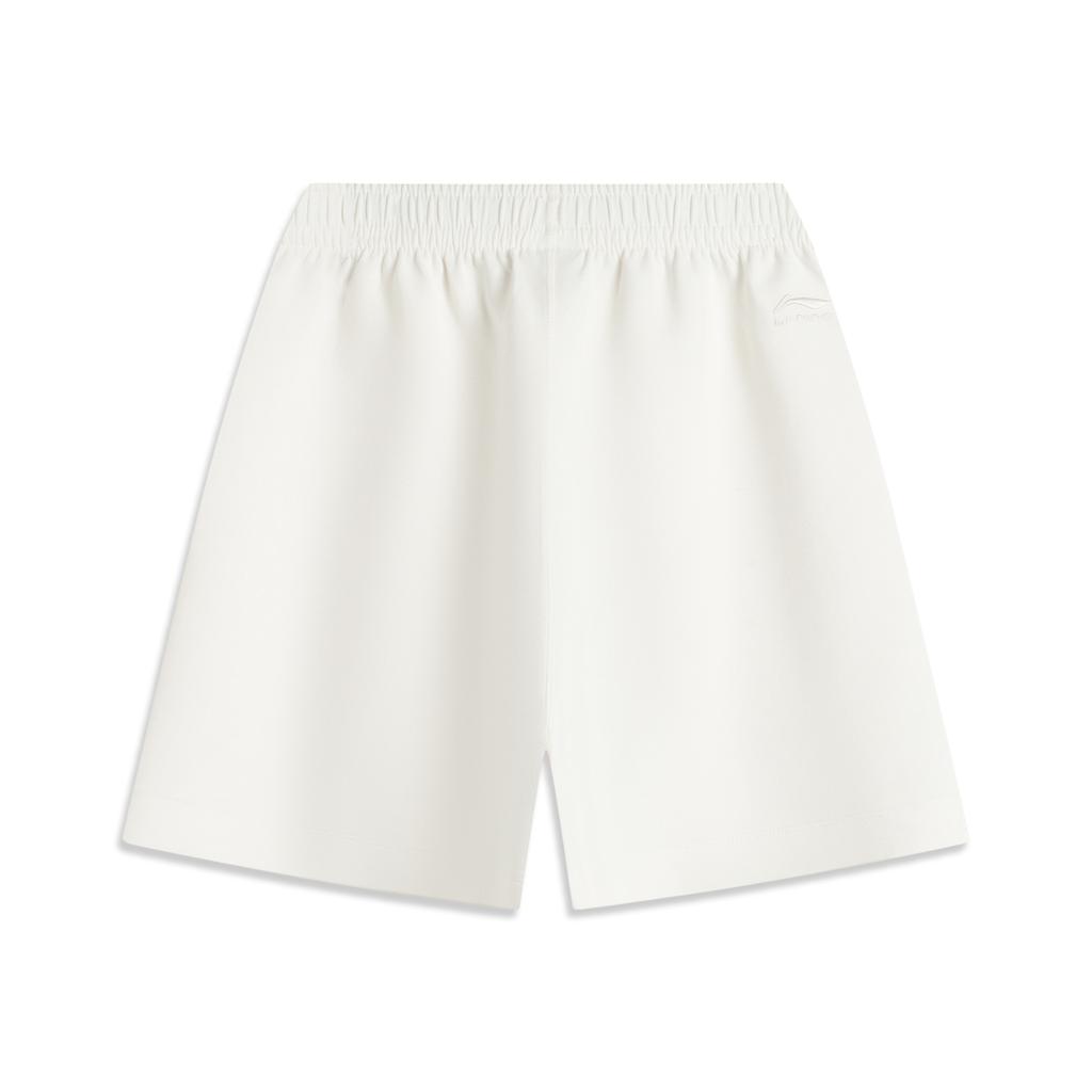 Li-Ning Sports Trend Series Solid Color Mid-Rise Breathable Versatile Straight-Leg Casual Shorts Women Shorts Off-White AKSV178-5