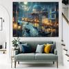 2D Flat Printing Night Venice Canal Backdrop for Italy Vacation Photoshoot
