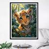 5d DIY Diamond Painting Cross Stitch Cute Animal Tiger Diamond Embroidery Mosaic Round Drill Home Decor Crafts