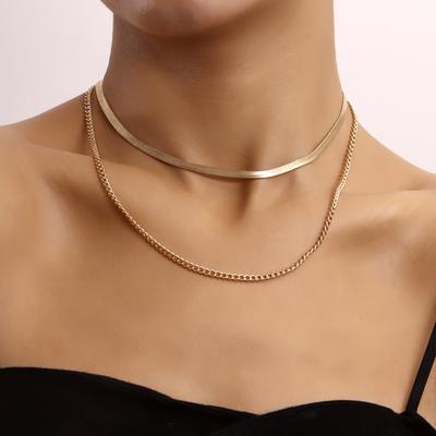 European and American Jewelry, Simple Double-layer Small Hole Snake Bone Chain Necklace Female, Punk Trend Ins Necklace