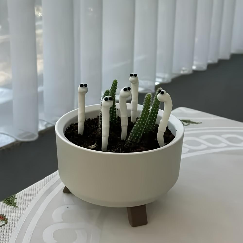 2pcs set of fun potted earthworm plants for garden decoration, cute earthworm garden and terrace accessories, outdoor decoration