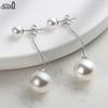 Effie Queen 100% 925 Sterling Silver 14k Gold Two Round Shell Pearl Drop Earrings Beach Jewelry for Women Summer Beach Ear PSE04