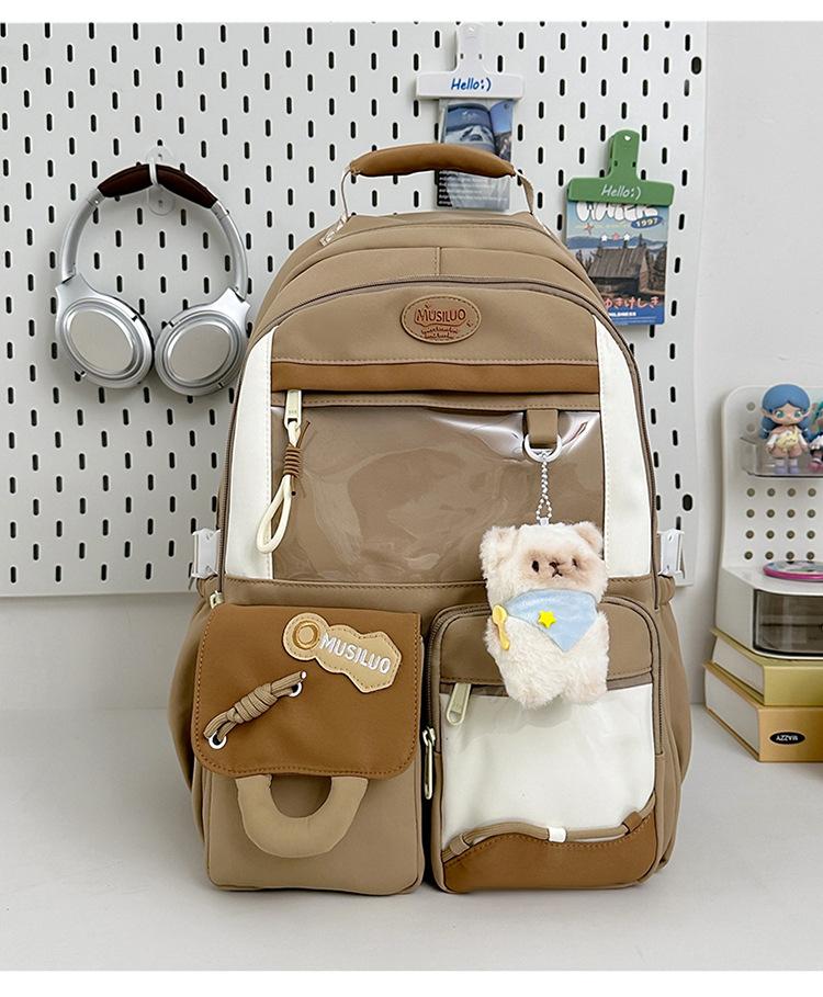 Schoolbag New High-value College Style Japanese Ins Fresh and Sweet Backpack Contrasting Color Splicing Junior High School Backpack