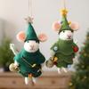 Felt Mouse Ornament Christmas Tree Decoration Handmade Wool Hanging Decor Cartoon Style Festive Holiday Accessory