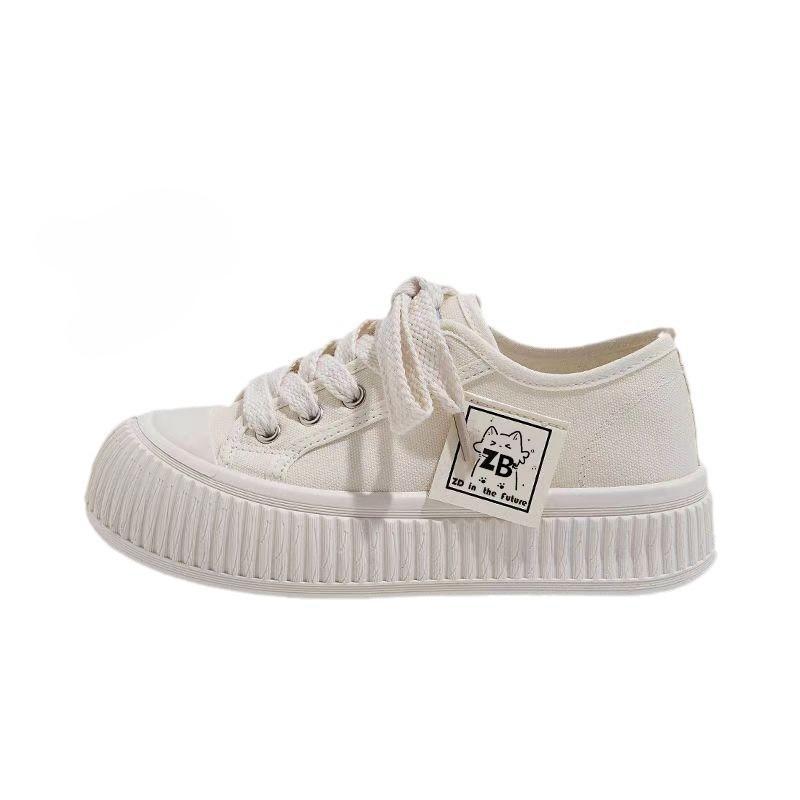 Scarpe singole da donna, primavera estate, con plateau, scarpe basse da studente, scarpe di tela da donna
