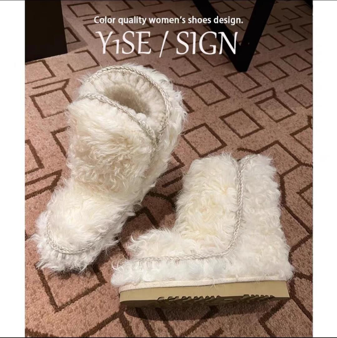 

Mao Mao thick-soled non-slip short cotton shoes women s 2025 autumn and winter new white medium tube velvet warm snow boots 40 білий