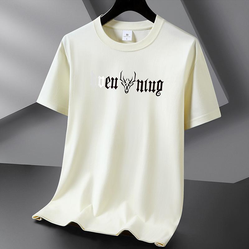 Teenager Boys Summer Loose Short Sleeve O Neck Letter Printed Pullover Brathable Cotton T-shirt