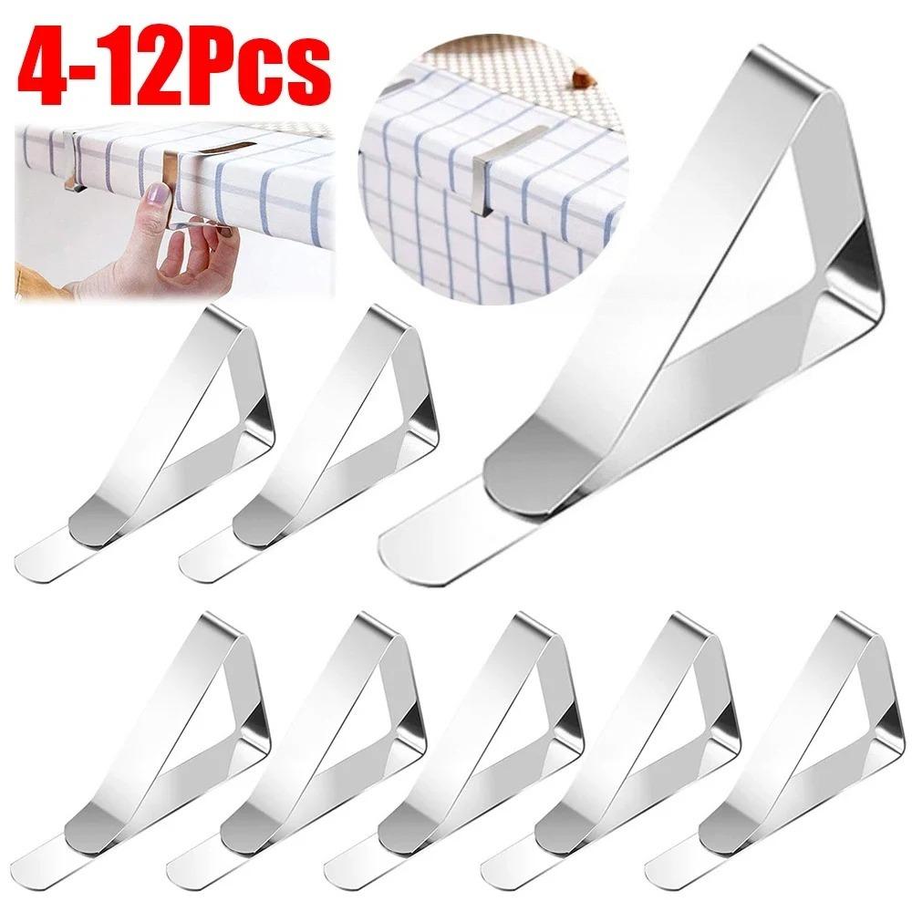 4-12Pcs Stainless Steel Table Cloth Clip Wedding Picnic Table Cover Clip Holder Tablecloth Stable Clips for Restaurant Fixed Clip