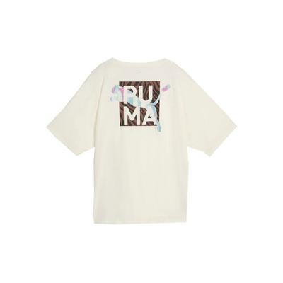 Puma Boyfriend Animal Remix Letter Print Casual Round Neck Loose Short Sleeve T-Shirt Women Tops Off-White 524821-87