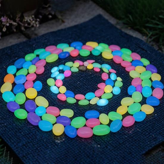 1.5cm Luminous Stones, Glow in The Dark Garden Pebbles, Outdoor Glowing Rocks, Decorative Glowing Pebbles for Pathway Patio Yard Aquarium Fish Tank