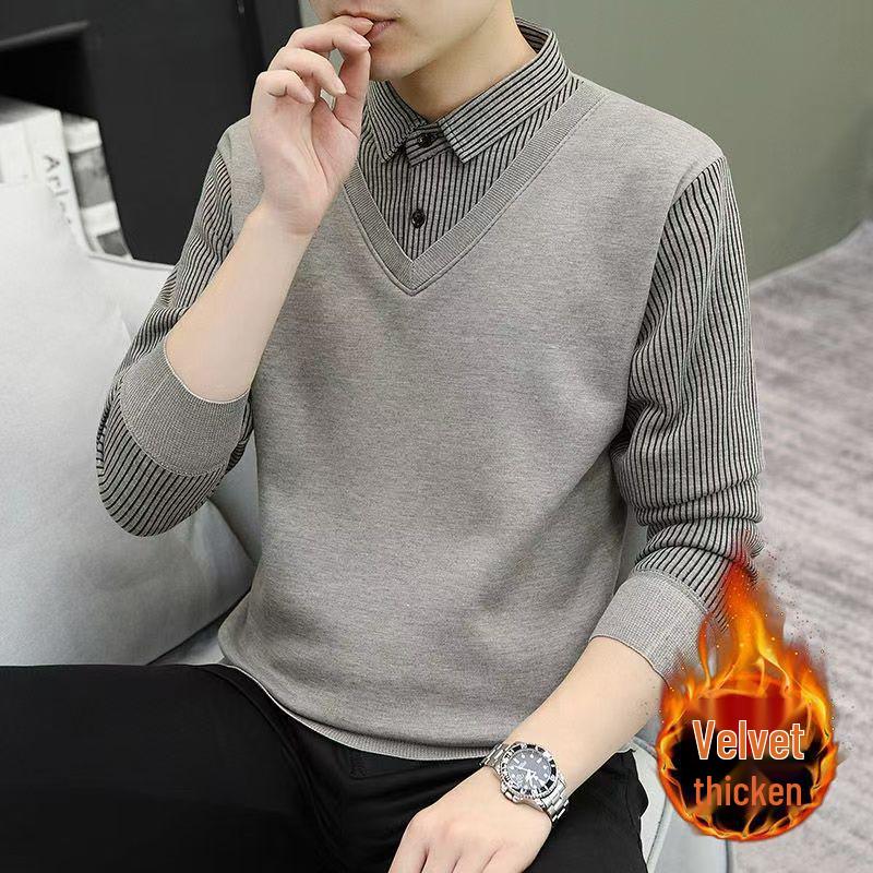 

Men s Autumn/Winter Knitwear Two-Piece Long Sleeve Base Layer Pullover M 90-105 jin