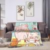 L-Lulu Pig Flannel Blanket Autumn  Warm Throw Blanket for Kids Couch Chair Graphic Bedspread Sofa Bed Cover