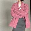 Women's Retro Rose Pink Denim Jacket – American and Hong Kong Style, Loose Fit, Versatile for Spring & Autumn