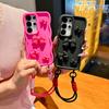 Samsung S25ultra Mobile Phone Case with Large Waves Cute Bow S24plus Integrated Lanyard Hole