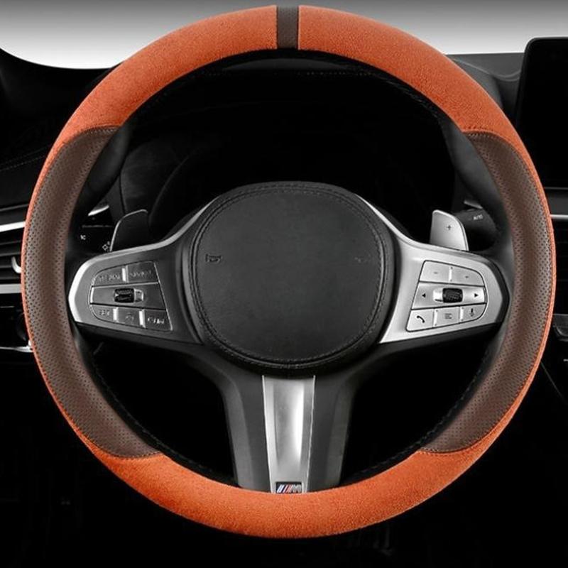 Semišový poťah na všetky ročné obdobia Poťah na volant auta Ultra tenký Protišmykový Tvar D Okrúhly Priedušný Ochranný poťah na volant auta