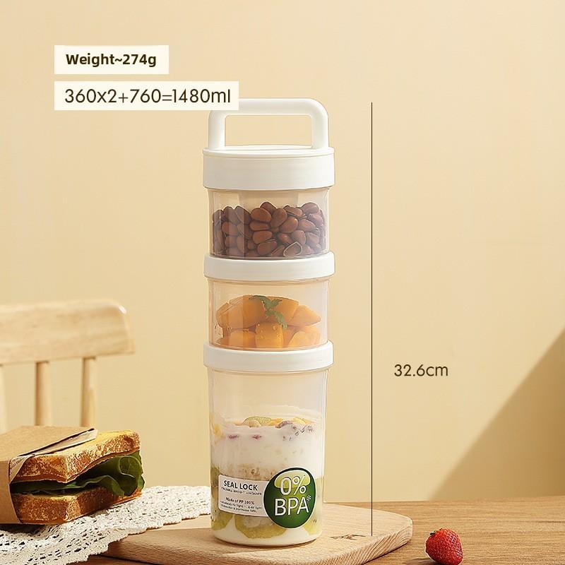Portable Fruit Oatmeal Breakfast Cup With Spoon For Students And Office Use