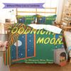 Goodnight Moon Pattern Bedding,Quilt Set Quilt Cover Pillowcase Home Birthday Gift (1 * duvet cover + 2 * pillowcase, without core)