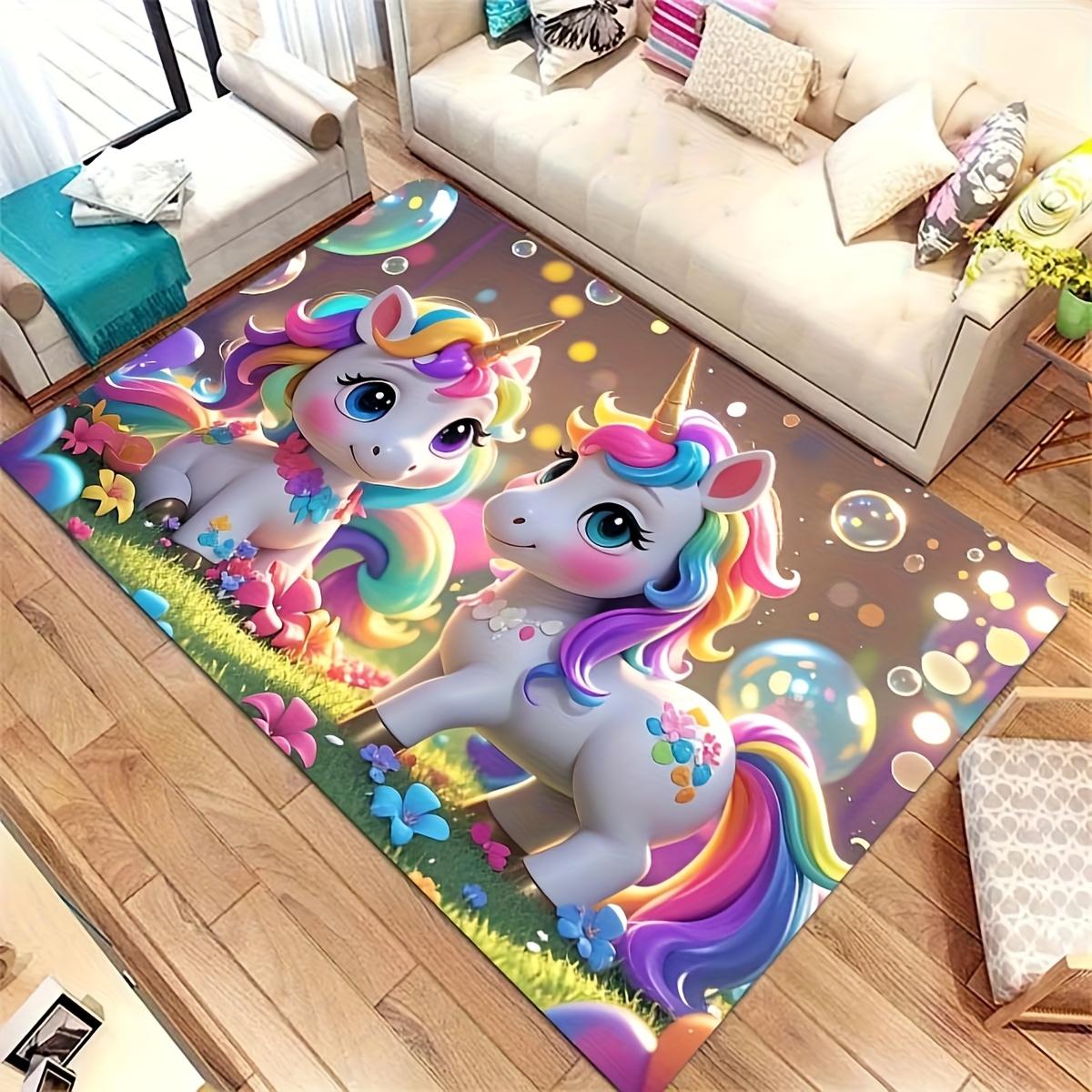 

A Single Piece of Stylish Carpet Featuring a Cartoon Unicorn Design, This Soft And Cozy Mat Is Perfect for Families And Close Friends. It Ca 120cm x 160cm
