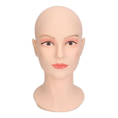 Bald Manikin Head Wig Mannequin Head Female Face Washable PVC Mannequin Head Stand for Hats Display