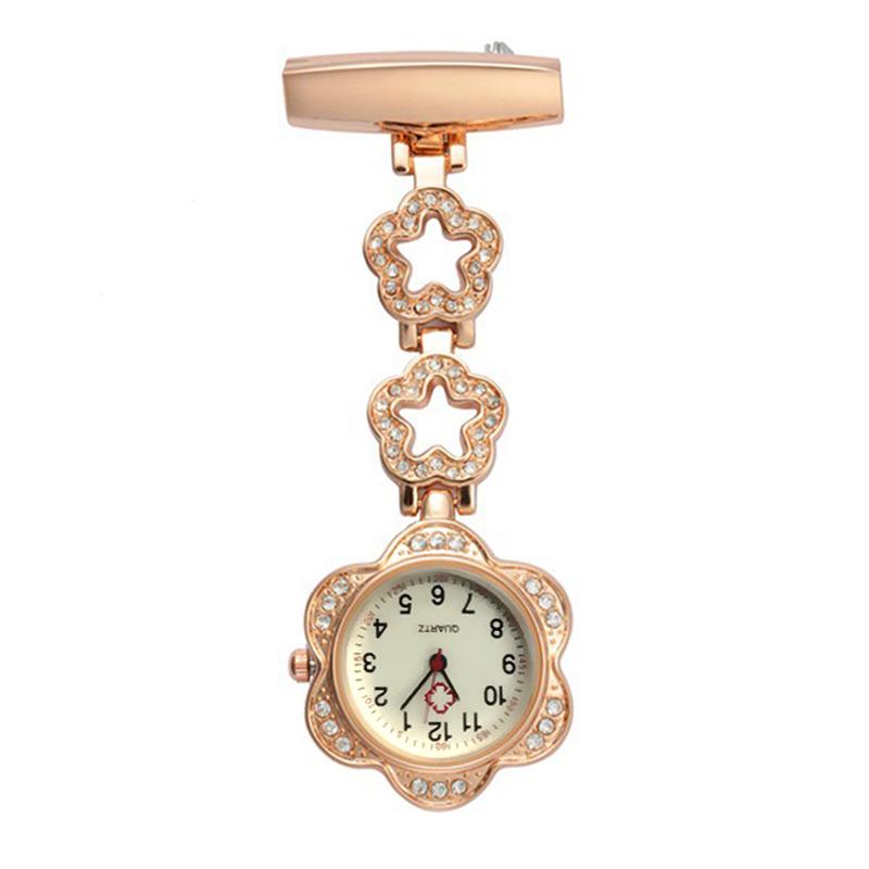Fashion Women Pocket Watch Clip-on Heart/Five-pointed Star Pendant Hang Quartz Clock For Medical Doctor Nurse Watches