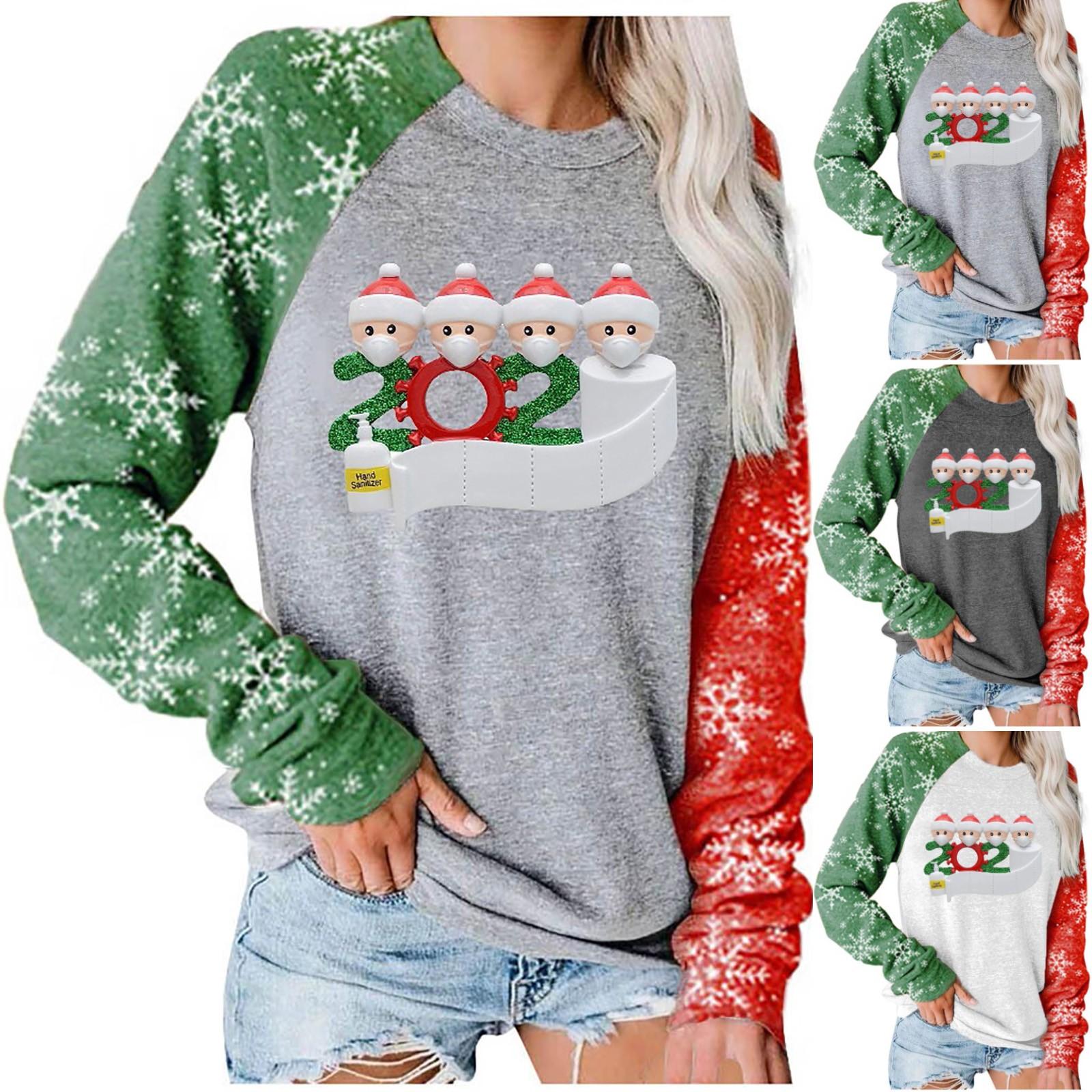

Ladies casual Christmas blouse with round neck and long sleeves 2020