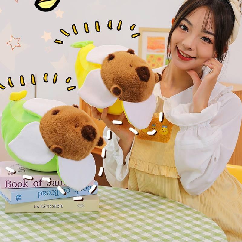 Plush Banana Capybara Toys Cartoon Animals Fill Doll Pillow Cushion Xmas Gifts