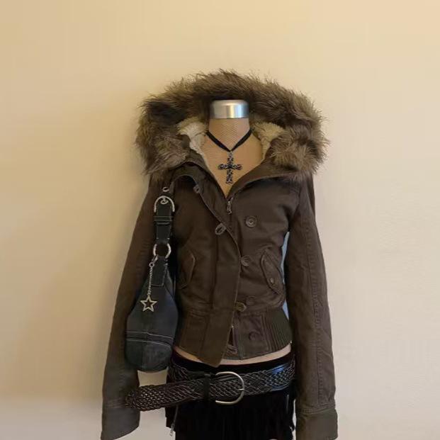 Giacca Lunga Imbottita in Piuma per Autunno e Inverno, Spessa, con Cappuccio e Maniche Lunghe per Donna, con Collo in Pelliccia