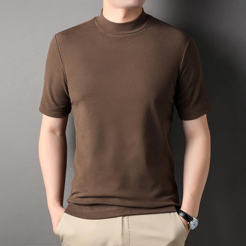 Pánská oboustranná sametová mikina s polovičním rukávem, polovičním rolákem, tričko s tříčtvrtečním rukávem, módní tenké termoprádlo