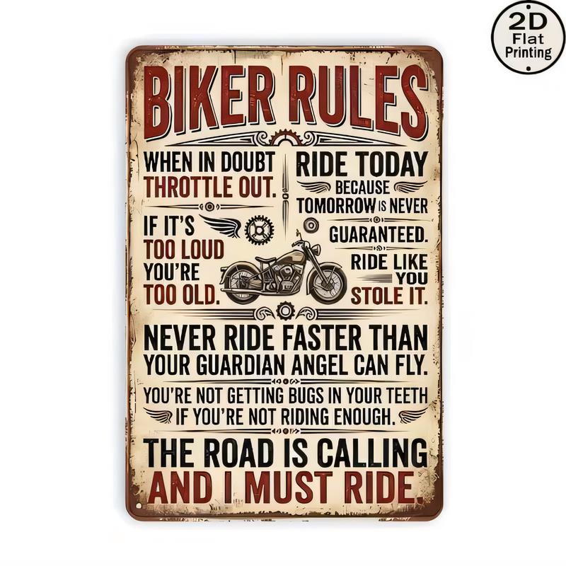 Tin Sign Biker Rules When In Doubt Ride Today Throttle Out Road Is Calling Vintage Motorcycle Metal Wall Decor  Printing Garage